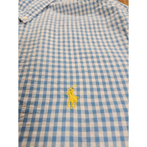 Ralph Lauren Gingham Seersucker Short Sleeve Shirt Men's Size M Classic Fit - Picture 8 of 8